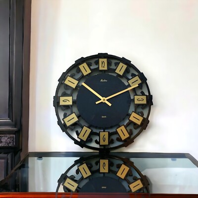 VINTAGE WALL CLOCK BLACK METAL By  BENTIMA 1960s/70s  Working Condition.