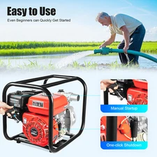 7.5HP 2in. Portable Gas Powered Water Pump Trash Water Transfer Pump w/7.5m Hose
