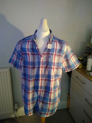 White, Blue Short Sleeved Shirt | eBay