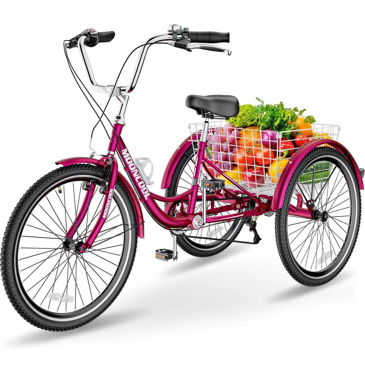3 wheel adult bicycle Adult Tricycle Trike 7 Speed 20/24/26in 3-Wheel Bike w/ large Basket for  senior