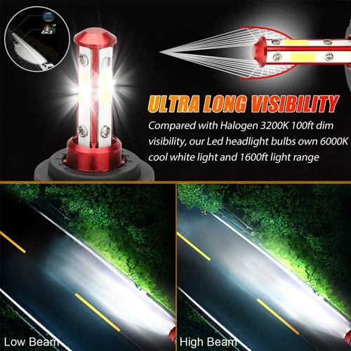 20x H11 H8 H9 LED Headlight Kit High Low Beam Bulbs Super Bright 6500K White - Picture 5 of 11