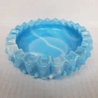 Fenton Hobnail Blue & White Marble Swirl  Milk Glass Candy Dish Ashtray 5" Rare
