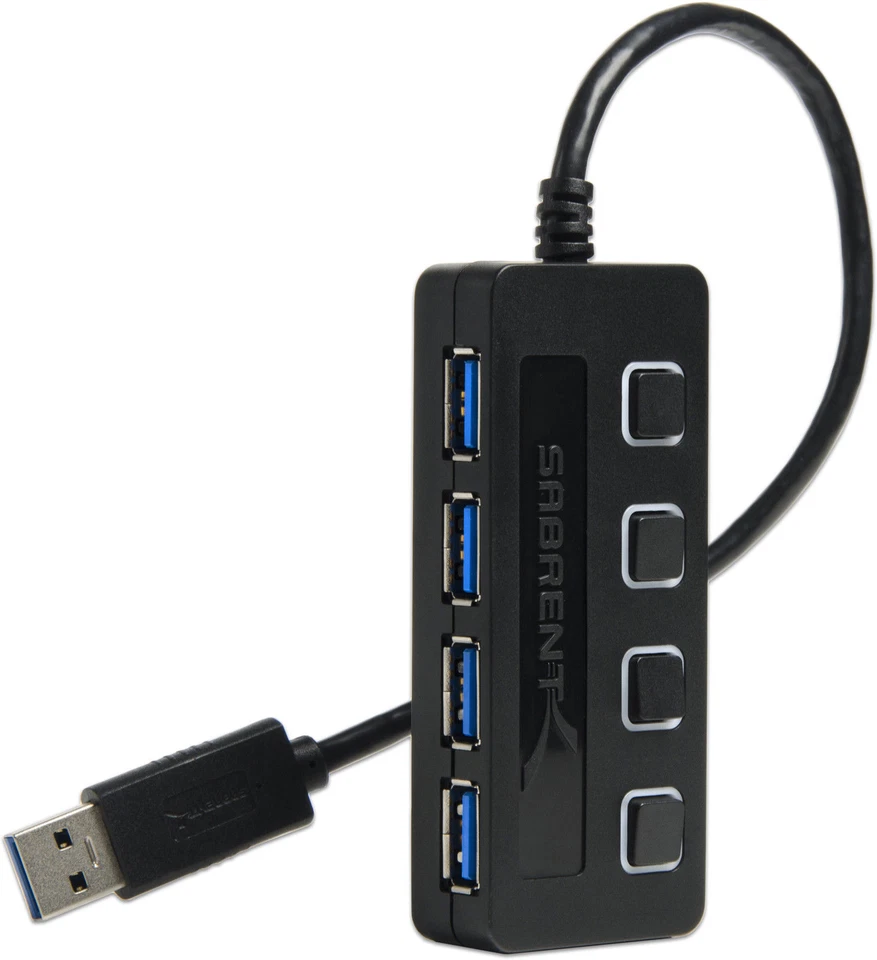 Sabrent HB-UM43 4-Port USB 3.0 Hub w/ Individual Power Switches and LEDs S-Speed - Image 2 of 4