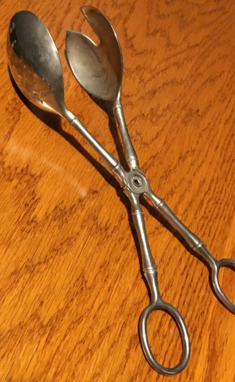 SILVER PLATED SALAD TONGS eBay