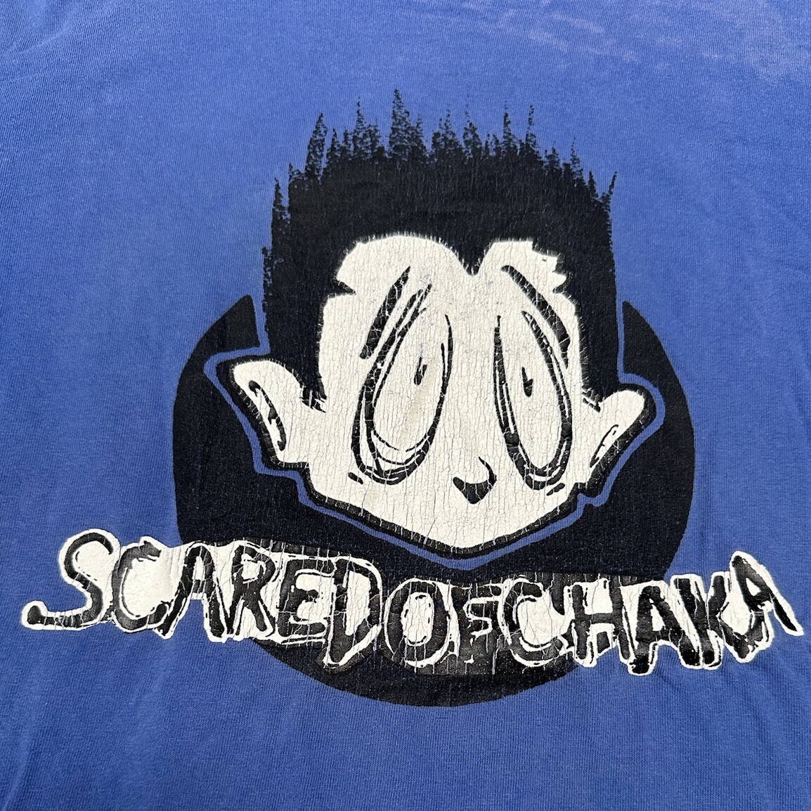 Vintage RARE 90s Punk Scared of Chaka Blue Graffiti T-Shirt Men's