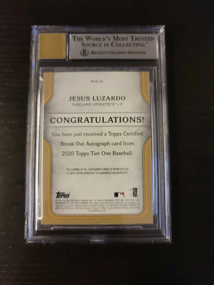 Jesus Luzardo 2020 Topps Tier One Auto Autographed RC Athletics 159/299 BGS 9 MT - Image 4 of 4