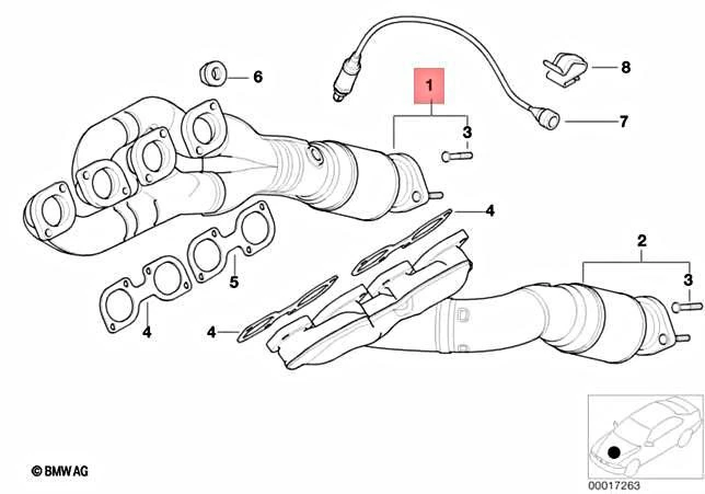 Genuine BMW E38 Rp Exhaust Manifold W/ Catalyt.Converter ZYL.1-4 