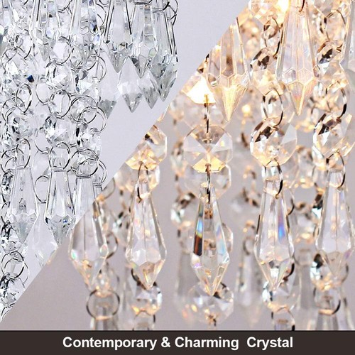FRIXCHUR Small Crystal Chandelier Led Crystal Ceiling Lights 3 Tiers Crystal Rai - Picture 3 of 9