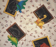 dinosaur school fun fabric flannel length 20 x 14 inch
