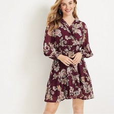 Maurices Floral Ruffle V-Neck Skater Dress – XS – NWT