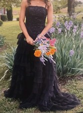 Prom Dress Black Long Ruffle Size 2