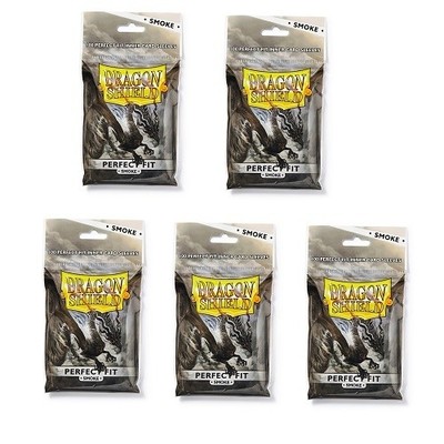 5 x Dragon Shield 100 Perfect Fit Deck Protector Inner Card Sleeves Smoke 500ct