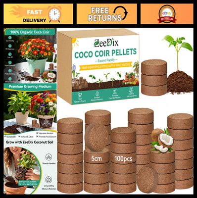 100pcs Coco Coir Pellets 50mm - Compressed Seed Starting Discs for Indoor Plants