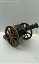 Courvoisier Collectible Cannon Cognac Bottle VSOP Vintage 1970s Glass Wood