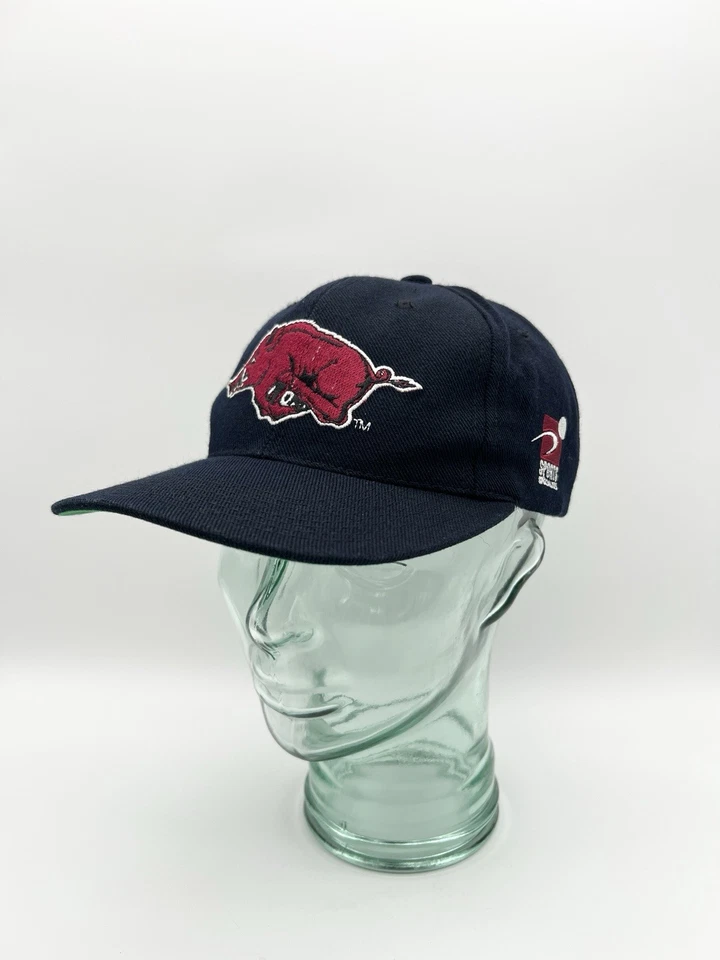 De colección Años 90 Arkansas Razorbacks Sombrero Deportes Especialidades Script Logo Snapback Gorra Foto 3 de 4