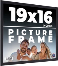 19x16 Frame Black Real Wood Picture Frame Width 0.75 inches | Interior Frame Dep