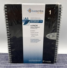 New Livescribe Dot Paper A5 Notebook 1-4, 4-Pack Single Subject Factory Sealed