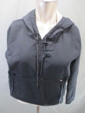 Nike Size S Womens Blk Zipper Pocket Drawstring Activewear Sport Crop Hoodie 938