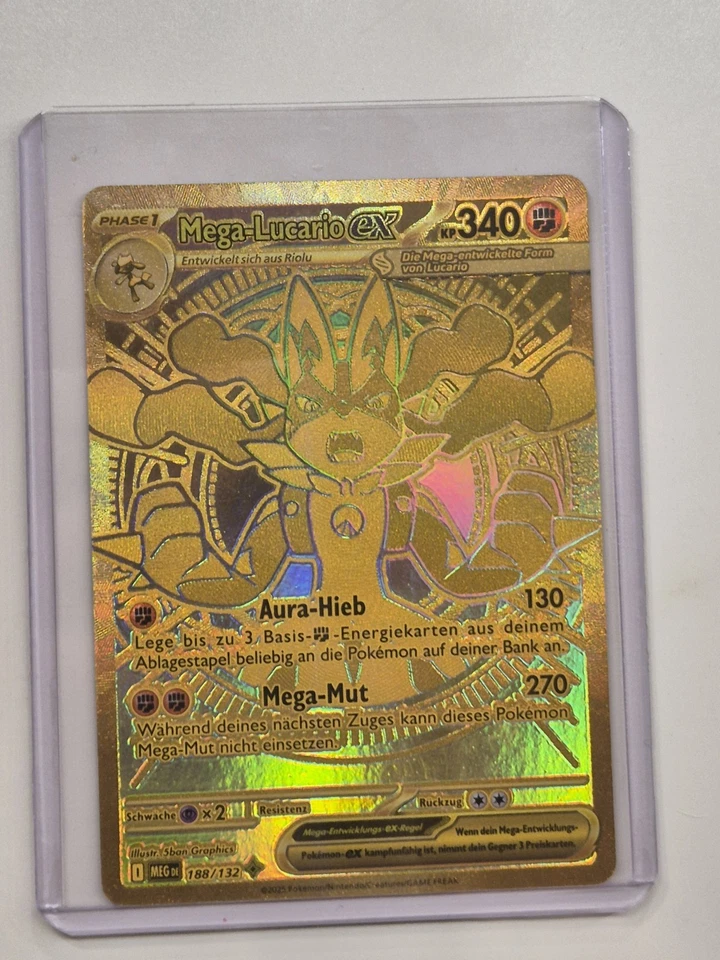 Mega Lucario Ex MEG 188/132 Gold Secret Rare - Near Mint Deutsch - Bild 2 von 4