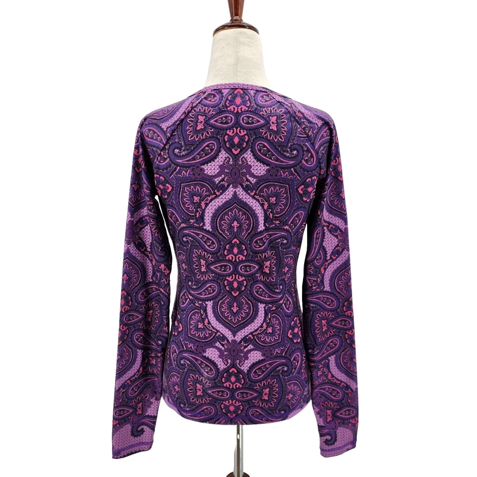 Top Athleta para mujer XS Sierra Nevada estampado cachemir púrpura manga larga agujeros para el pulgar Foto 4 de 4