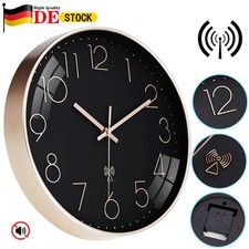 Funkuhr 30cm Wanduhr Ohne Tickgeräusche Modern Funkwanduhr Lautlos Groß Schwarz