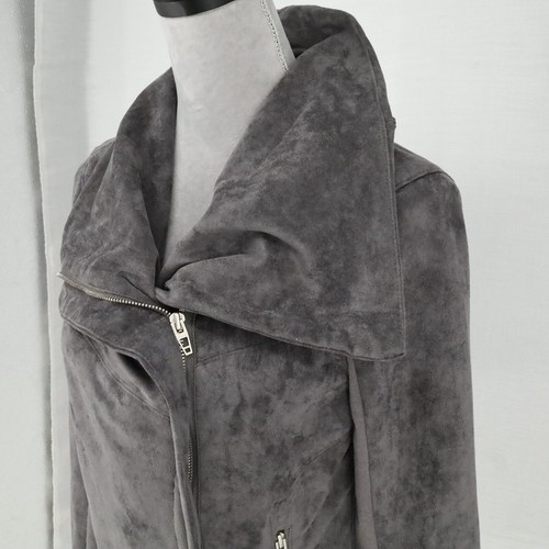 Blank NYC Jacket Womens Small Gray Moto Microsuede Lined Asymmetric Zip Unlined - Picture 19 of 22