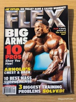FLEX Magazine February 2005 Ronnie Coleman Arnold See Arnold Run Big Arms