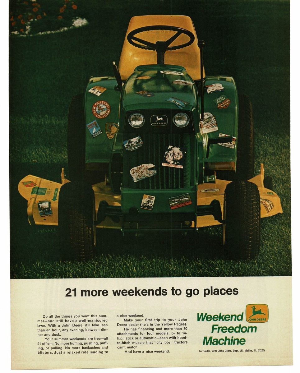 1969 John Deere Weekend Freedom Machine Vintage Print Ad  display picture 2