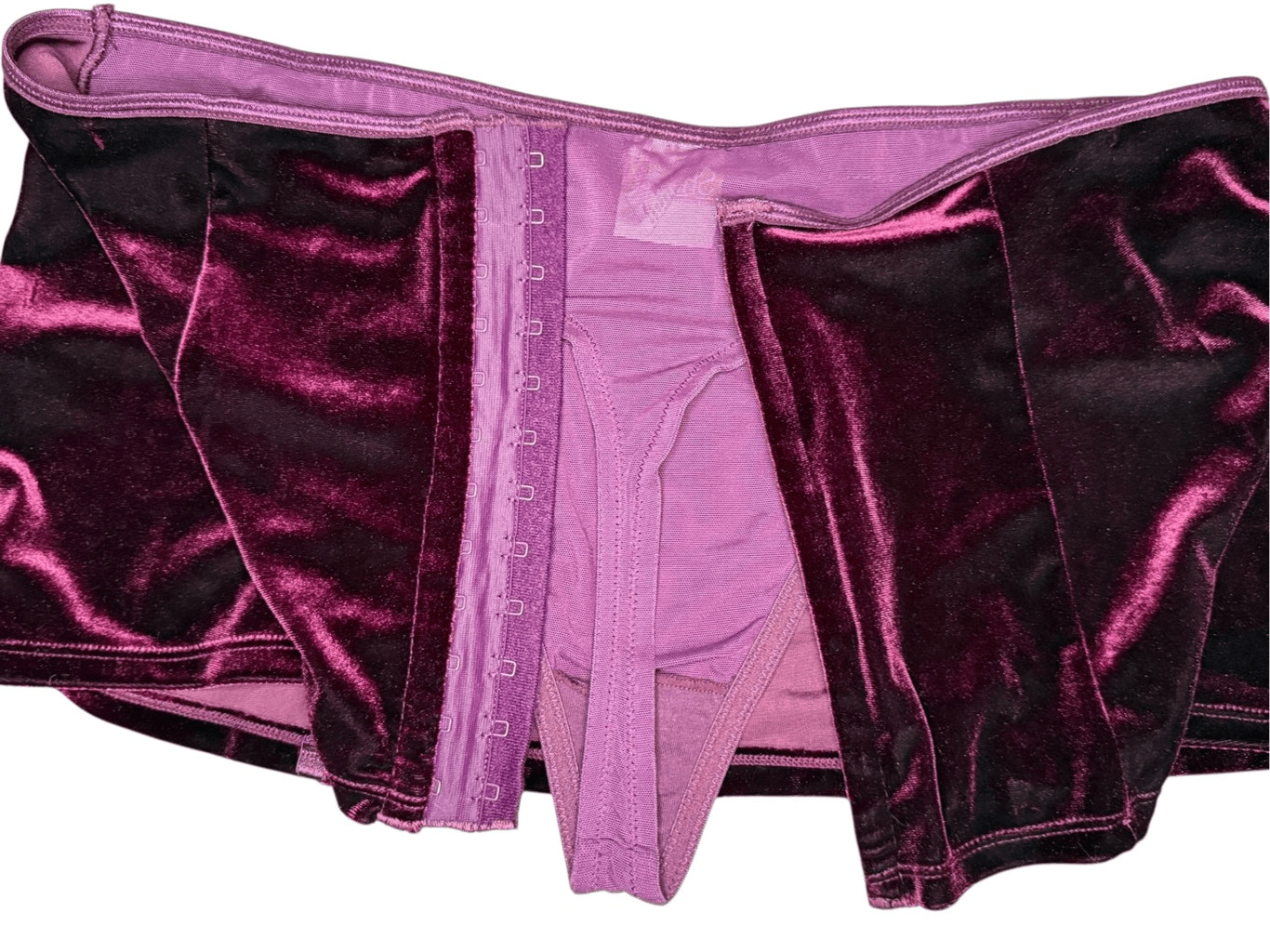 Shirley of Hollywood Women’s Lingerie Outfit Burgundy Velvet Bustier & Skirt NEW