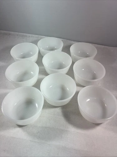 Vintage Lot of 9 Anchor Hocking Fire King Custard Cups #434 Milk Glass 6 oz.