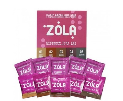 ZOLA SET FÜR AUGENBRAUENFARBE MIT KOLLAGEN SACHET 5X5ML(5 FARBTÖN) Tint, Oxidant
