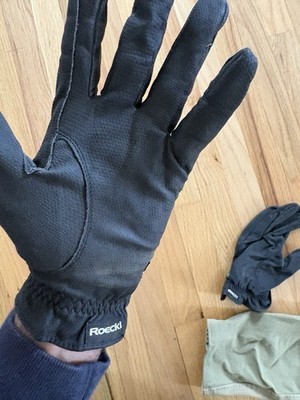 Roeck Grip Synthetic Equestrian Riding Gloves Black Adjustable Wrist size 10