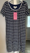 Bnwt Ronni Nicole O So Slim Size 14 Blue & White Ruffle Dress