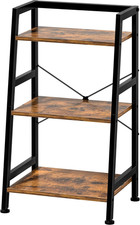 3-Tier Bookshelf, Ladder Shelf, Industrial Bookcase with Steel Frame, Metal Smal