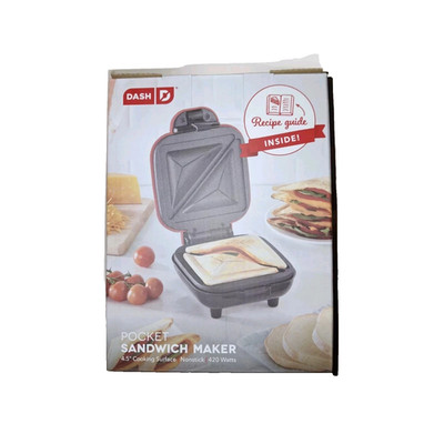 NEW - Pocket Sandwich Maker Dash Nonstick 4.5 Cooking Surface 420w New Box Mini