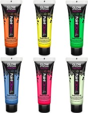 Paint Glow- Glow in the Dark UV Face Body Paint, 12ml 6pck GROUP