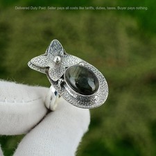 Black Friday Sale Natural Labradorite Bezel New Promise Ring 925 Sterling Silver