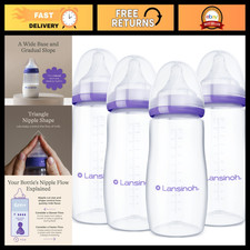 Anti-Colic Baby Bottles 11oz, 4-Pack, BPA-Free, Easy Clean, Baby Feeding Set