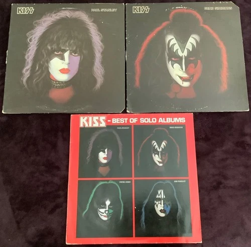 KISS SOLO GENE SIMMONS PAUL STANLEY 3LP LOT KISS ARMY INSERT ACE FREHLEY PETER