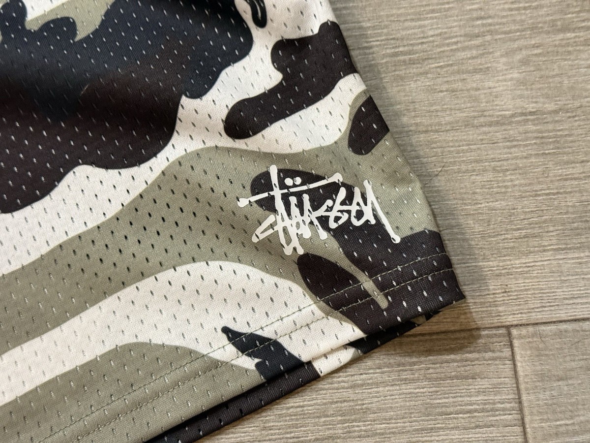 Men's Stussy Basic Mesh Shorts 112335 Snow Camo Size L Large New