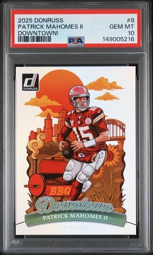 🏈 2025 Panini Donruss DOWNTOWN! #8 Patrick Mahomes II - PSA 10 GEM MINT