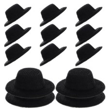 2 Pack Snowman Hats for Crafts Mini Formal Miniature Black Dolls