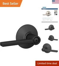Latitude Matte Black Door Lever with Bed & Bath Privacy Lock - Elegant Design