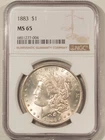 1883 $1 MORGAN DOLLAR - NGC MS-65 FRESH GEM, PRISTINE CHEEK!