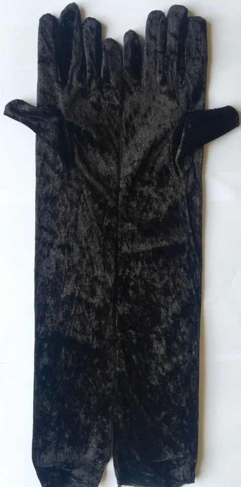 LONG VELVET LADIES GLOVES ELBOWS LENGTH 1920's  WOMEN'S FANCY DRESS ACCESSORIES - Image 2 of 4