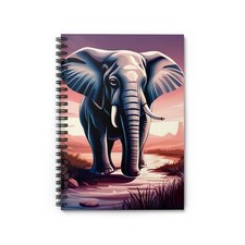 Elephant 118 pages Spiral Notebook - Ruled Line