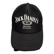 Vintage Jack Daniels Whiskey Trucker Snapback Hat Black Screen Printed EUC