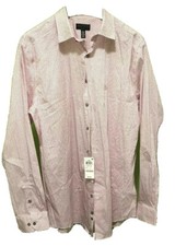 Alfani Mens Dress Shirt MAGENTA/WHITE Size XL Slim Fit 60