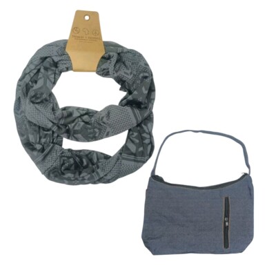 New Threads 4 Thought Infinity Scarf One Size Gray With Travel Bag