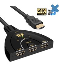 HDMI Selector Switch Boxes Switch, 3 Port 4K In 1 Out With High Speed Splitter